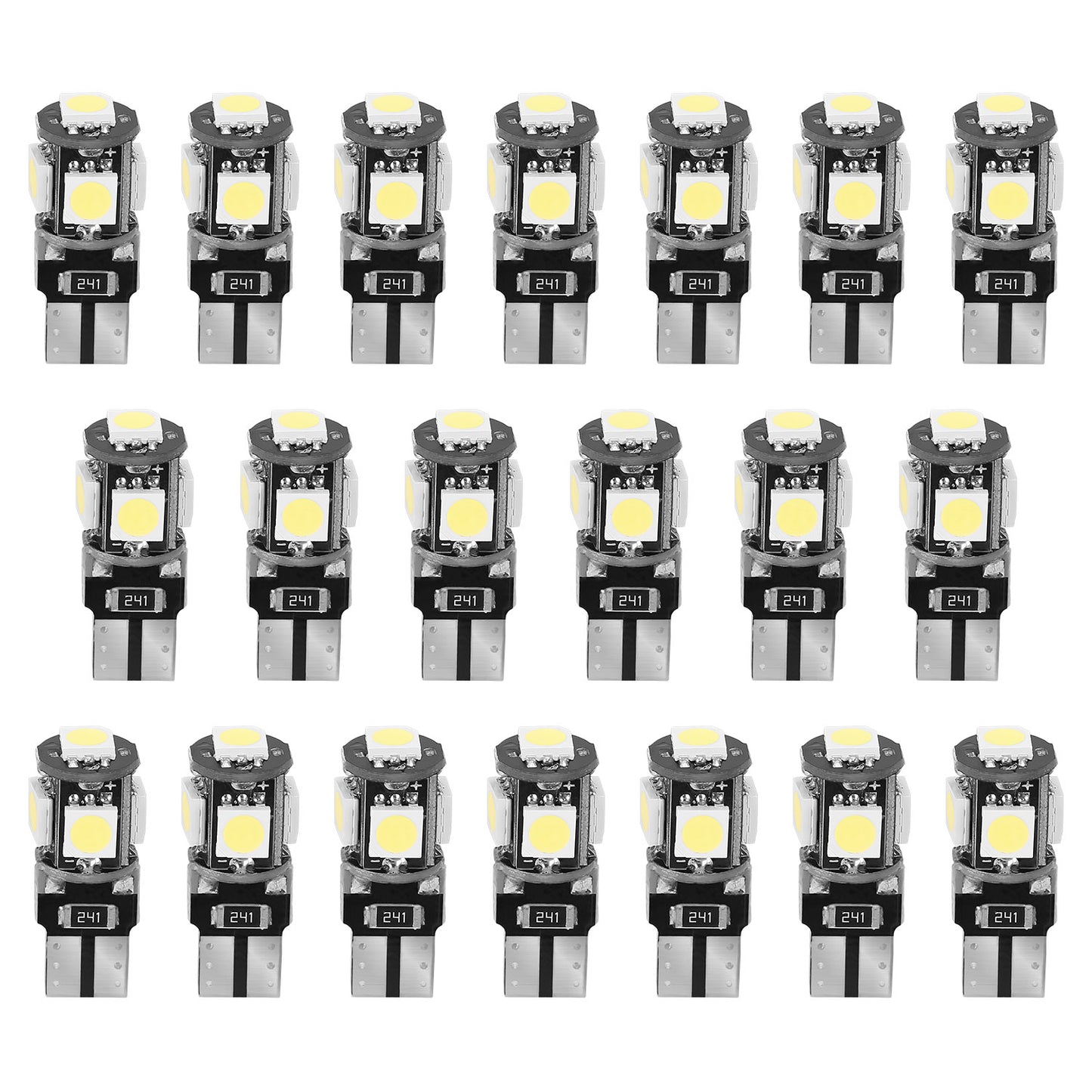 20Pcs T10 SMD5050 LED Light Bulbs 6000K Wedge Light Lamps Dome Map License Plate Car Interior Festoon Lights Kits