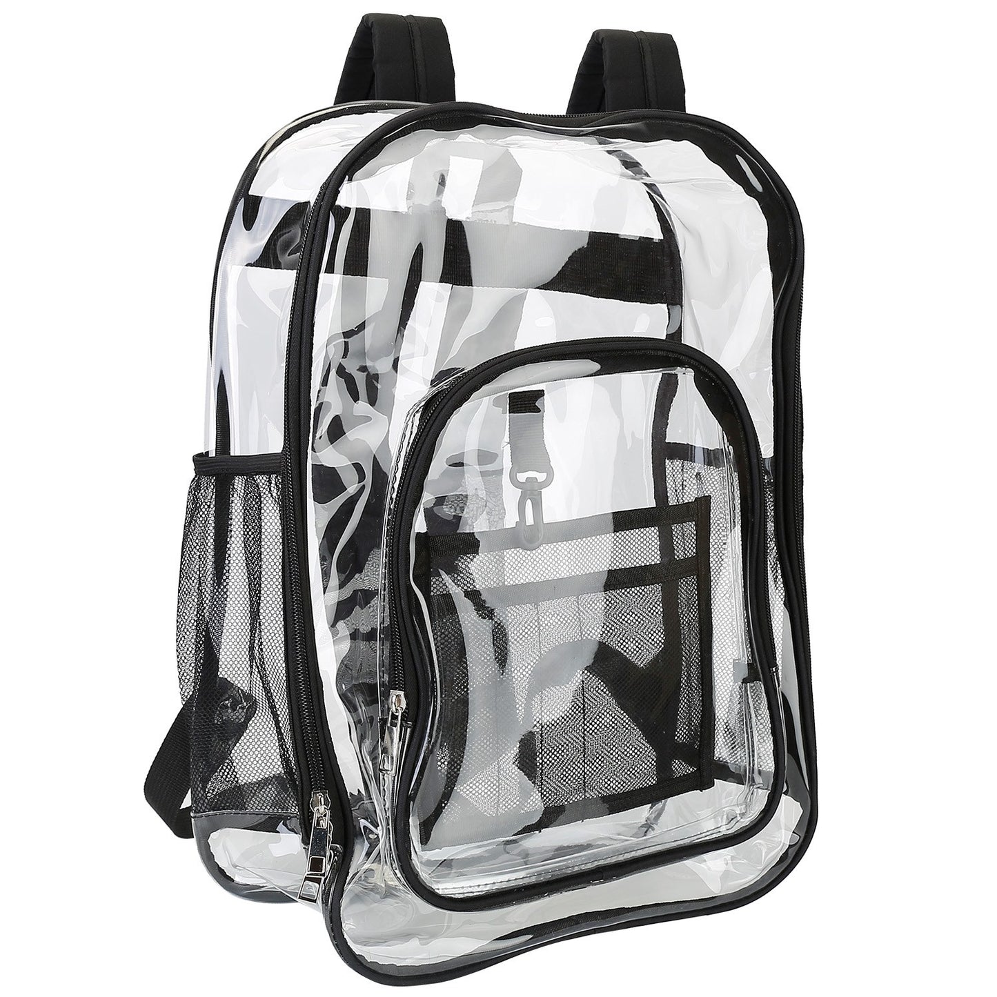 Clear Backpack Heavy Duty Transparent Book Bag Waterproof PVC Clear Backpack 5.3Gal with Reinforced Strap for College Workplace - Black -