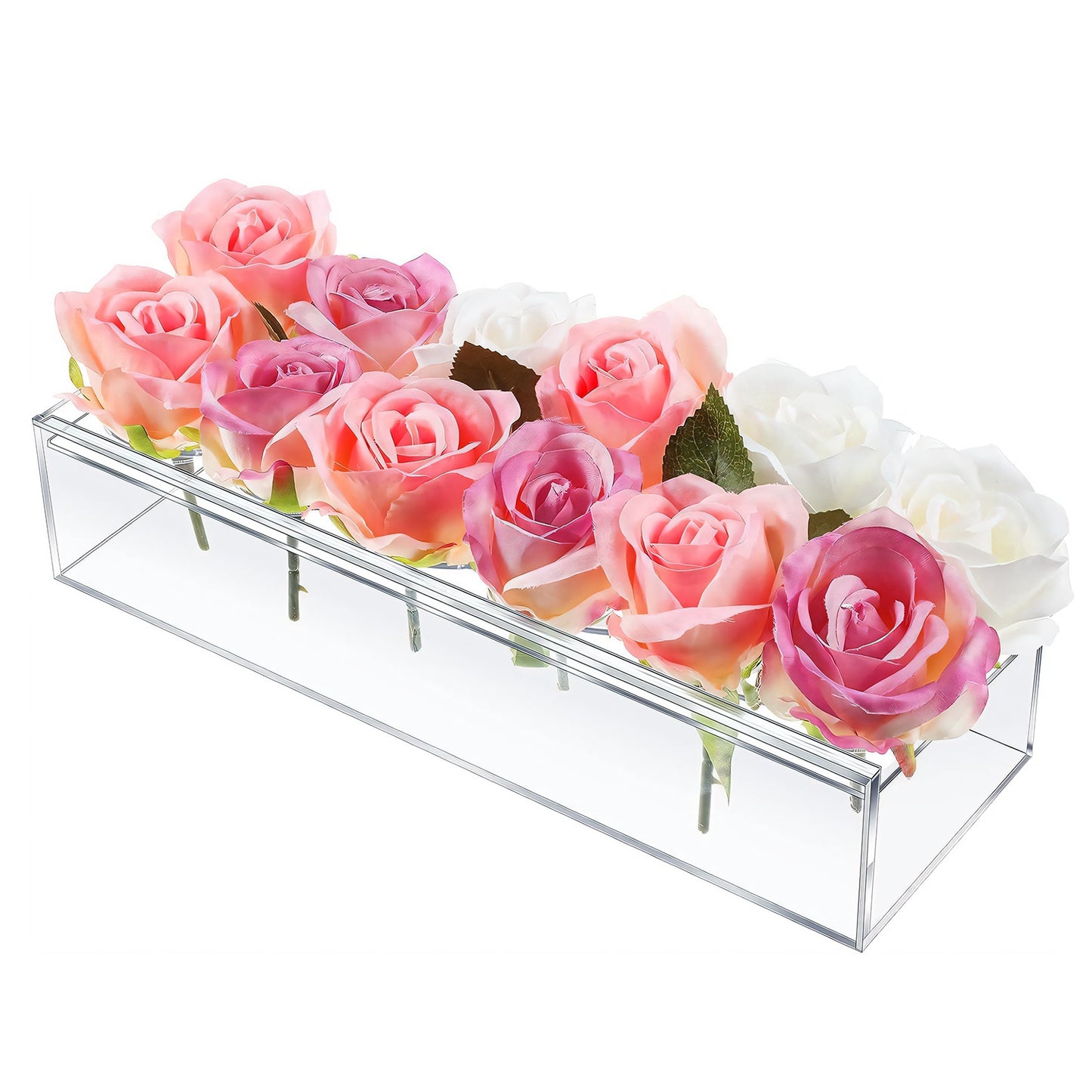 Clear Acrylic Flower Vase Rectangular Floral Centerpiece for Table Decoration Modern Flower Holder for Mother’s Day Valentine’s Day Wedding Party 12 H - - 12-Hole