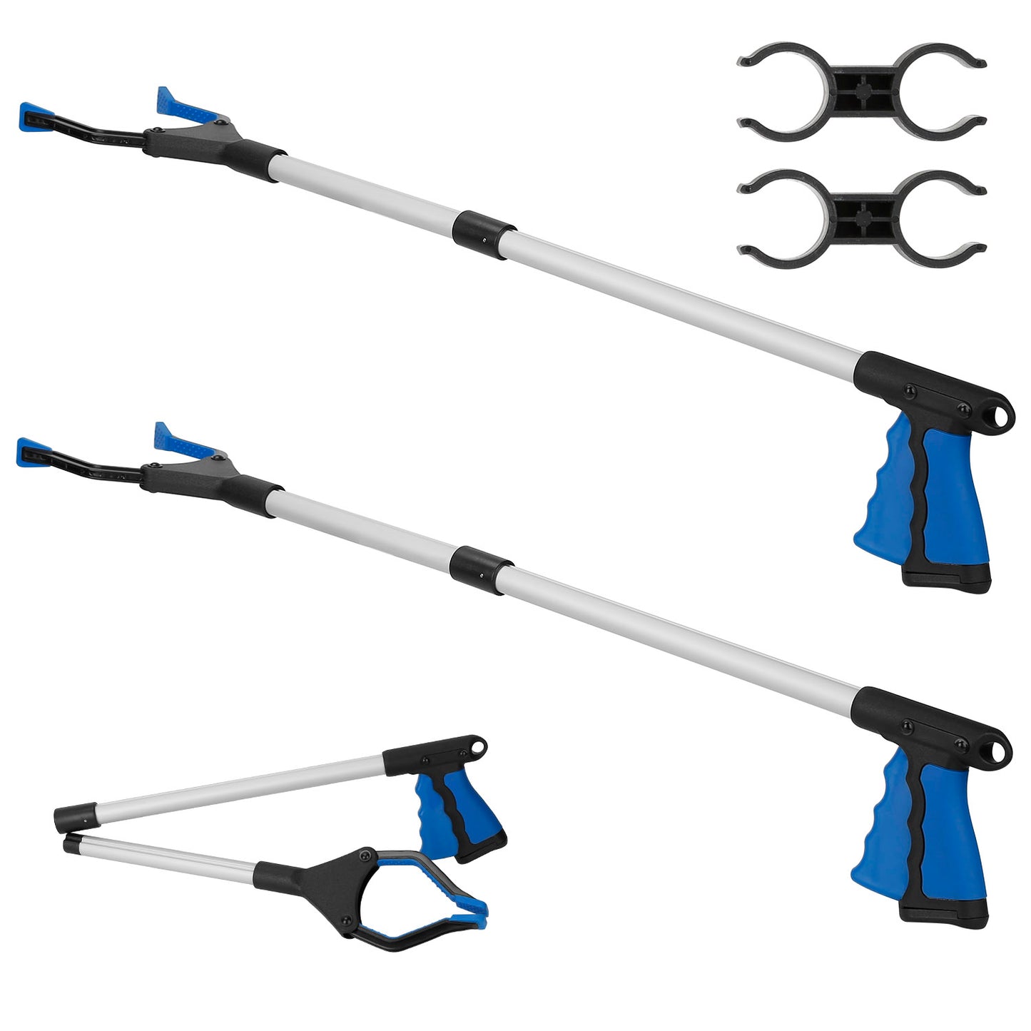 2 Pack 31.5” Folding Grabber Pick up Reaching Tool Hand Grip Heavy Duty Aid Trash Stick Litter Picker - - 2 pcs