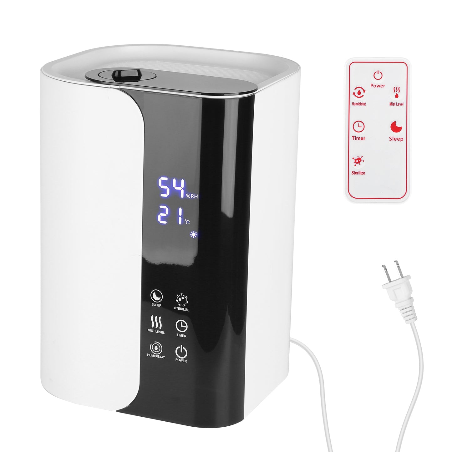 5L/1.32Gal Humidifiers Top Fill Cool Mist Humidifier with Essential Oils Diffuser Filter 360° Rotatable Outlet Nozzle 1-8 Hours Timer 1-3 Level Mist 4 - White -