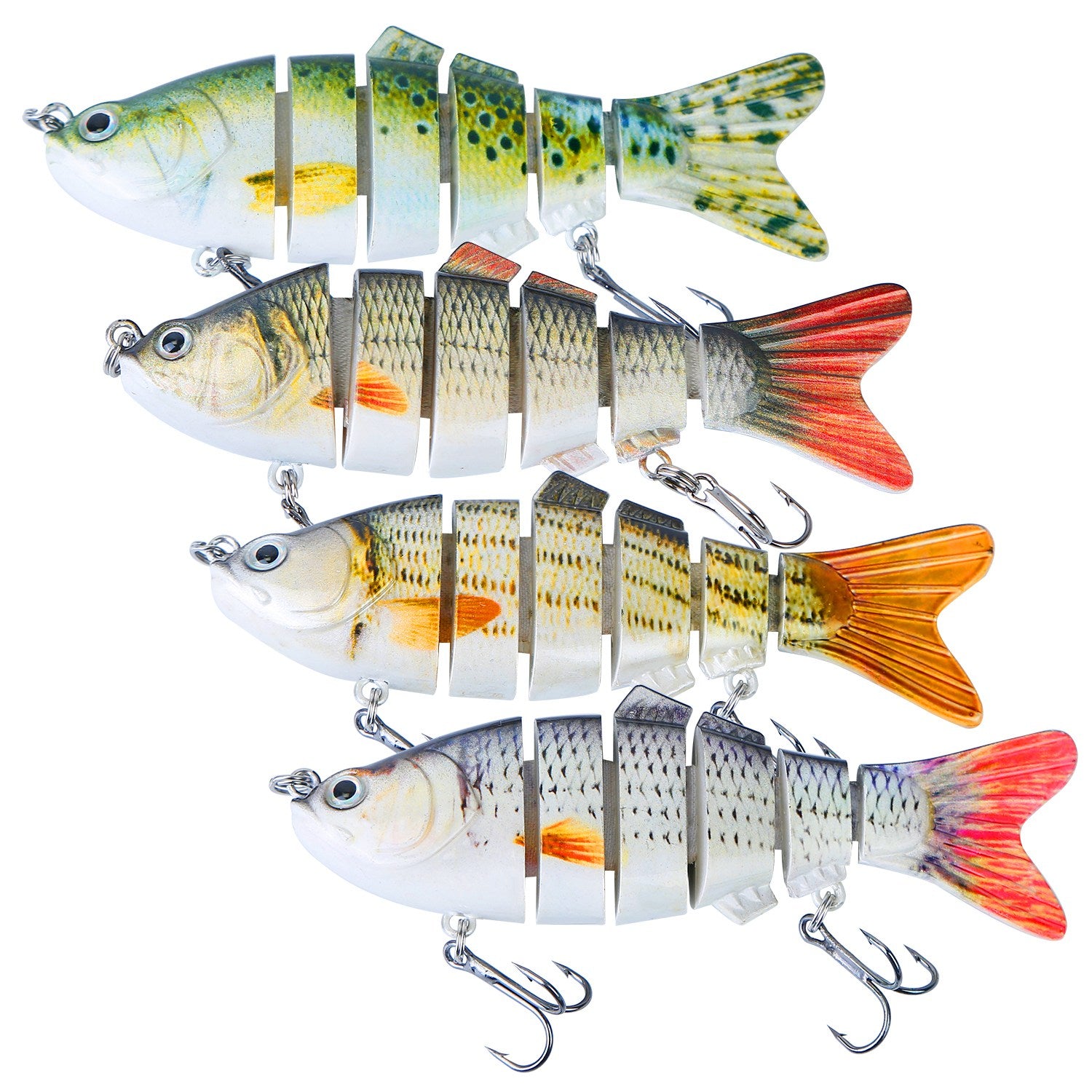 6 segmented fishing lure 6th Sense With 3D realistic looking eyes and pearl powder coating New 6 Segment Minnow Swimbait