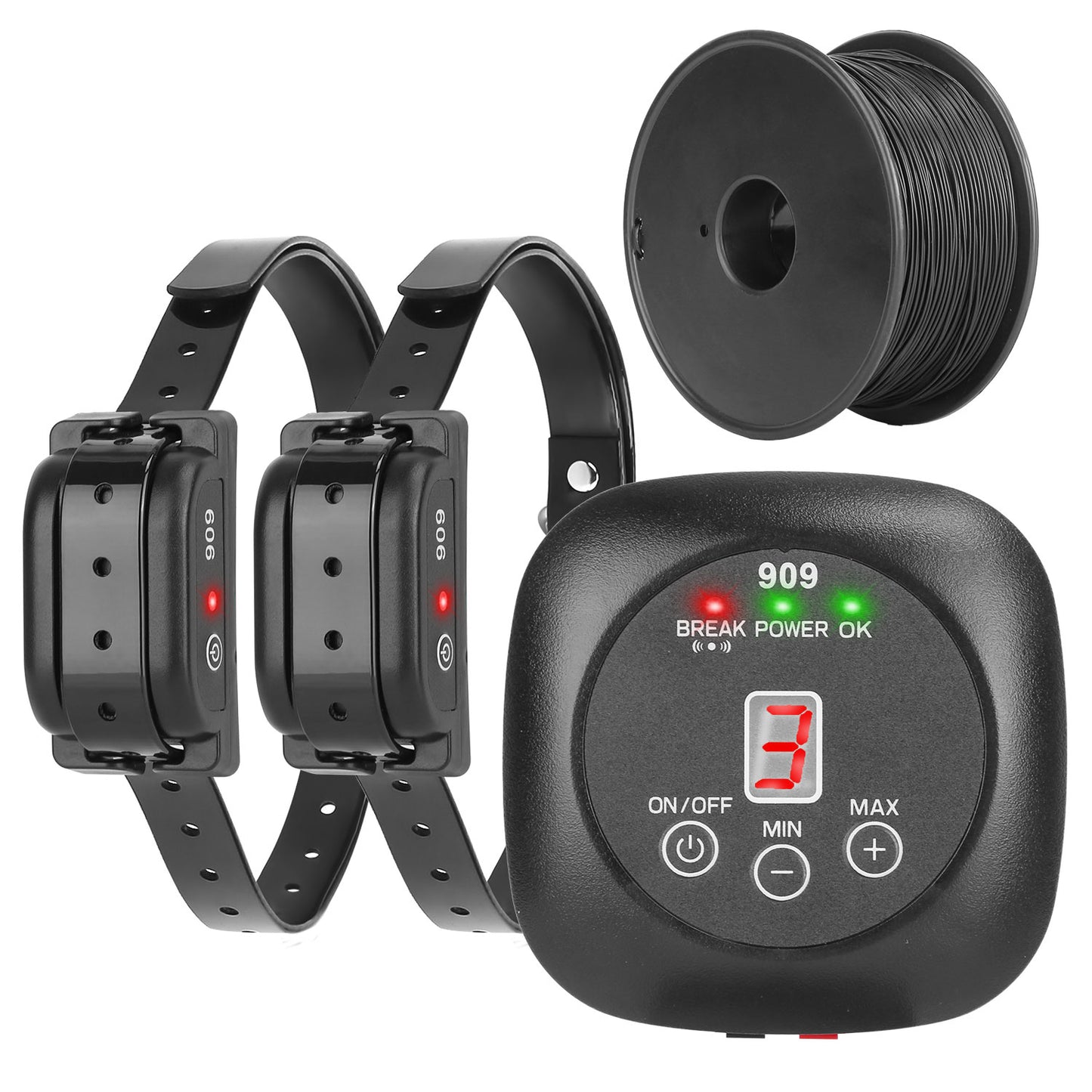 Dog Fence System Pet Containment System with 9 Adjustable Levels 2 Recivers IPX8 Waterproof Rechargeable Underground Fence for Small Medium Large Dog - Black - 2 pack