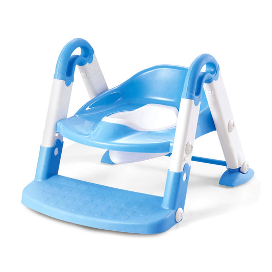 Kids Toilet Seat Toddler Potty Training Chair w/ Steps Stool Baby Toilet Ladder Anti-slip Safety - Blue -