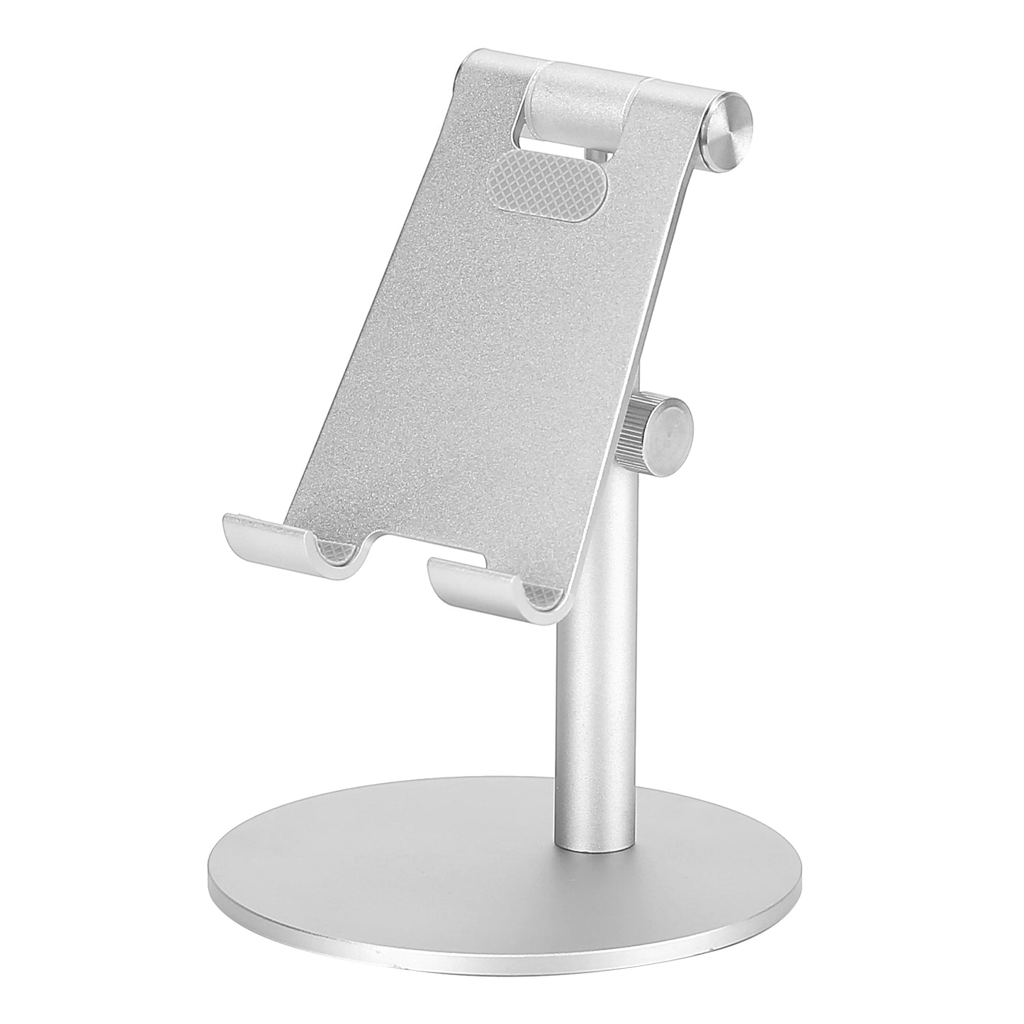 Cell Phone Stand Universal Tablets Phones Stand Holder Height Angle Adjustable Desktop Phone Stand No-Slip Aluminum Alloy Thick Case Friendly Phone Ho - Silver -