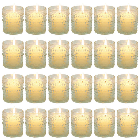 24Pcs Clear Glass Candle Holders Votive Tealight Candle Holder Set for Wedding Party Birthday Table Centerpiece Decor