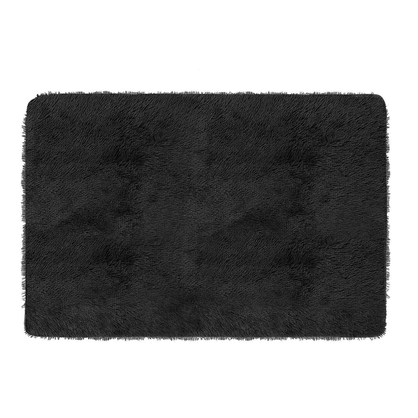 Fluffy Bedroom Rug 4’ x 2.6’ Anti-Skid Shaggy Area Rug Decorative Floor Carpet Mat for Nursery Bedroom Living Room - Black -