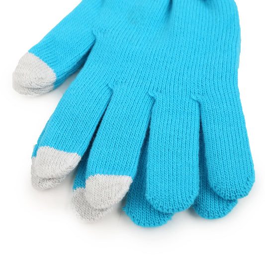 Unisex Winter Knit Gloves Touchscreen Outdoor Windproof Cycling Skiing Warm Gloves - Blue -