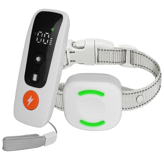 Electric Remote Training Collar IP67 Waterproof Rechargeable Dog Training System with Light Beep Vibration Shock 2624FT Range Fit for All Dogs 10-150L - White -