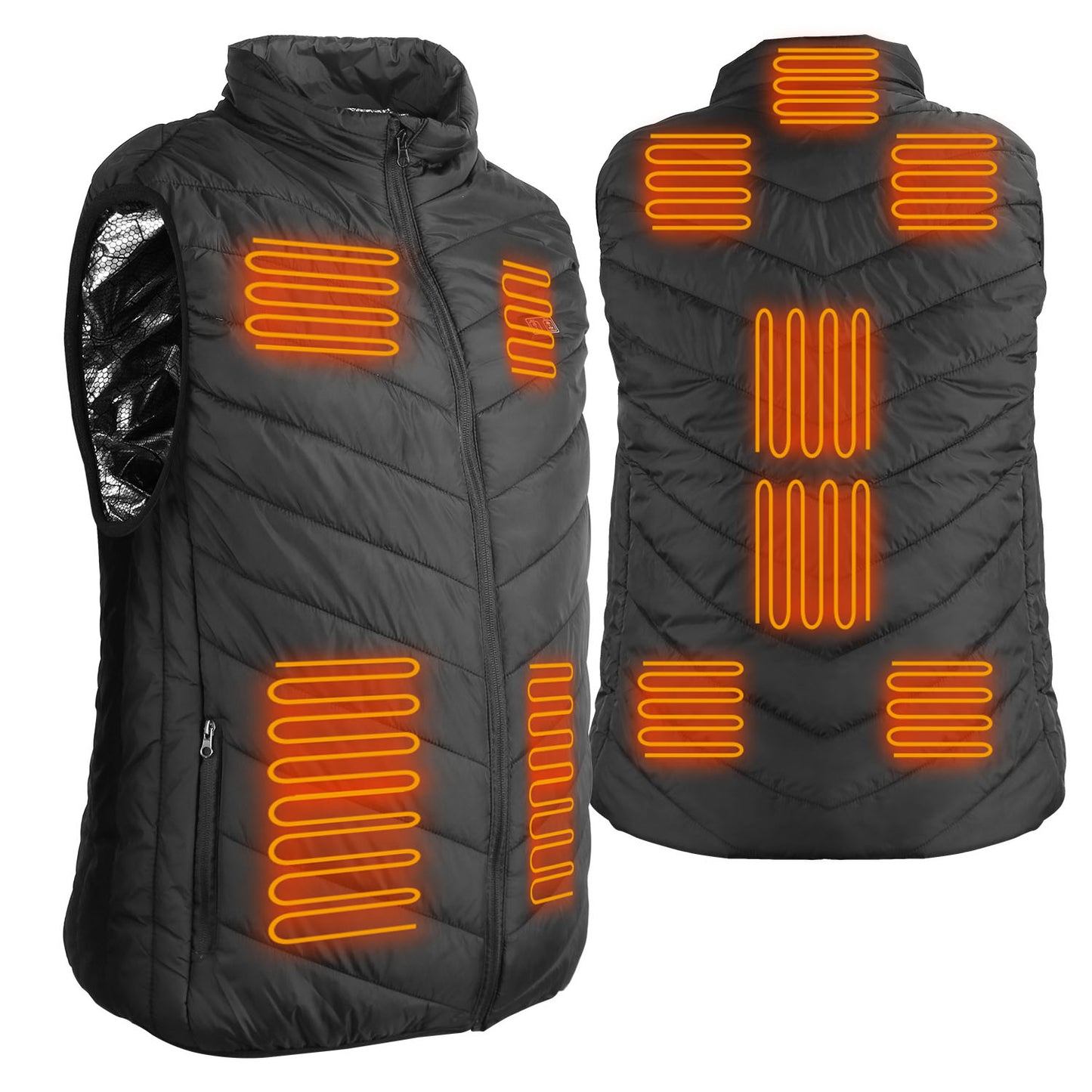 Heated Vest Electric USB Jacket Men Women Heating Coat Thermal Body Warmer Wear with 3 Temperature Levels - Black - 2XL