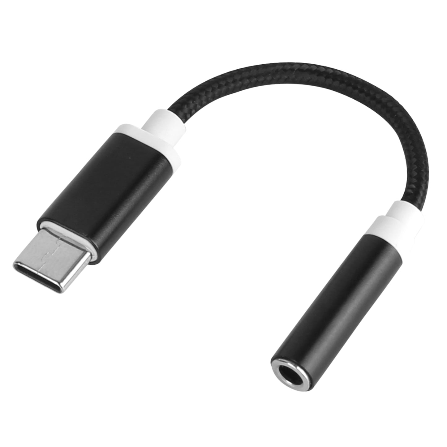 USB-C Type C Adapter Port to 3.5mm Aux Audio Jack Earphone Headphone Cable Cord - Black -