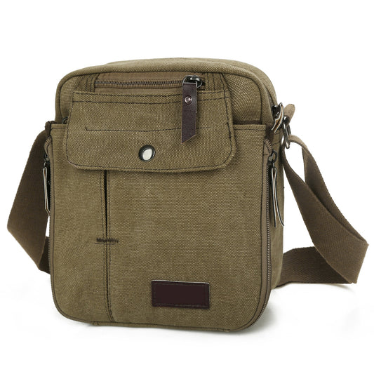 Unisex Crossbody Bags Canvas Phone Tablet PC Shoulder Bag Credit Card Key Messenger Purse - Khaki -