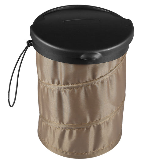 Universal Car Trash Can Portable Car Garbage Bin Foldable Pop-up Trash Can with Cover Leak Proof - Coffee -