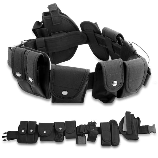 Military Utility Belt Tactical Police Security Guard Modular Belt Enforcement Equipment Duty Belt 37-47in Adjustable Belt - Black -
