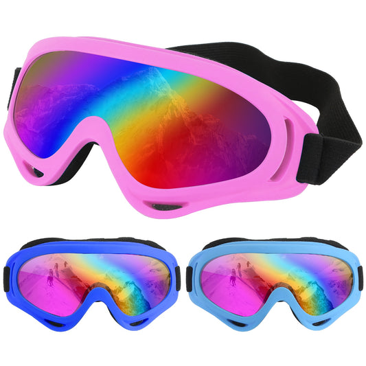 3Packs Winter Sports Goggles Snow Ski Snowmobile Snowboard UV Skate Protective Glasses Eyewear for Kids Adults - Multi -