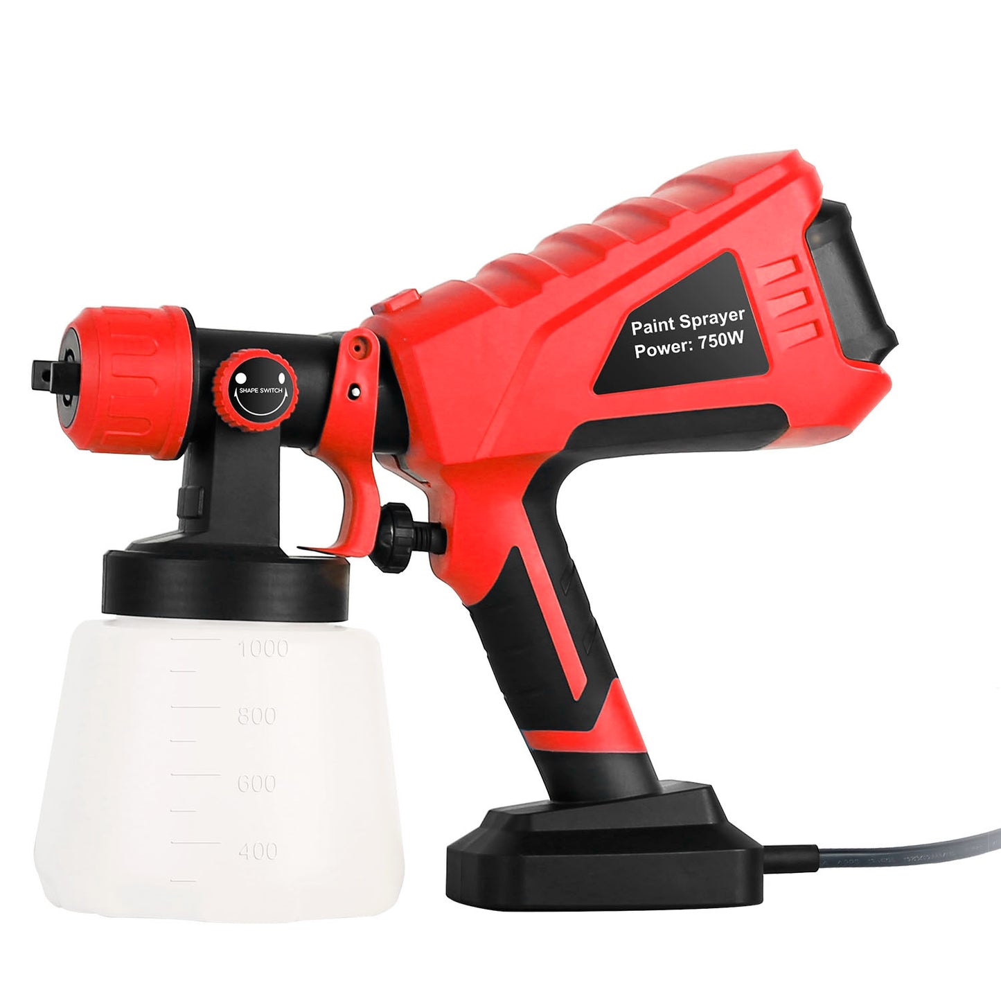 750W Electric Paint Sprayer Handheld HVLP Spray Painter Painting Spray Gun For Fences Brick Walls w/ 3 Spray Patterns 1000ML Detachable Cup - Red -