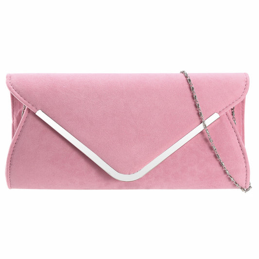 Women Clutch Wallet Bags For Party Wedding Soft Handbag Portable Thin Envelop Evening Purse for Bridal Dating - Pink -