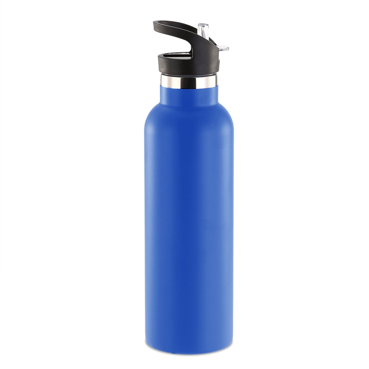 Sports Water Bottle Stainless Steel Vacuum-Insulated Drinking Cup w/ Straws Outdoor Cycling Hiking - Blue - 500mL