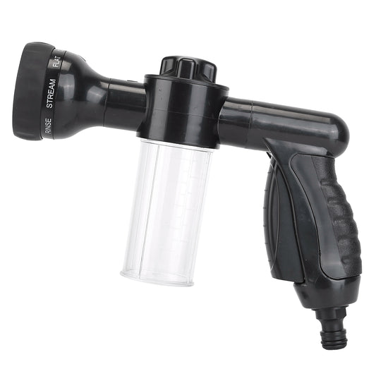 8 In 1 Foam Garden Hose Nozzle Soap Sprayer High Pressure Foam Cannon with Car Wash Mitt 3.5oz Soap Dispenser Bottle for Pet Shower Plant Watering - Black -