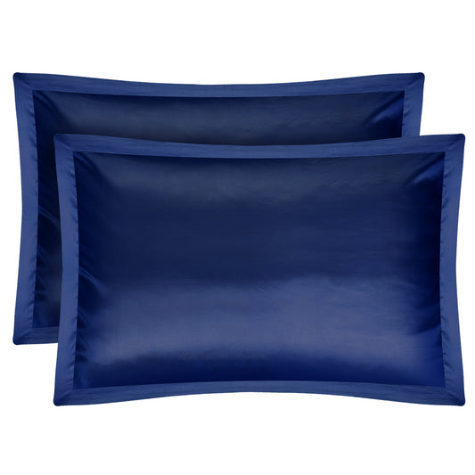 2 Pack Soft Silky Satin Pillow Case Hypoallergenic Breathable Bed Pillow Cover Queen Size Pillowcase Great for Hair Skin - Navy -