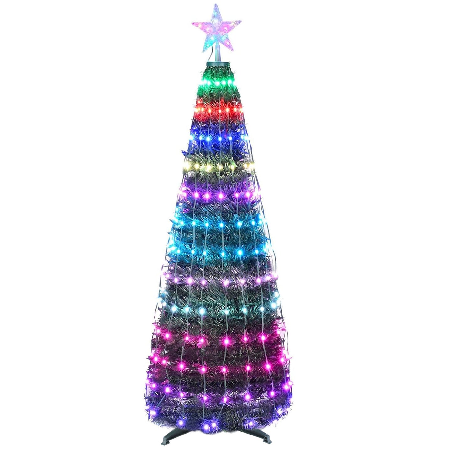 5.9FT 234Pcs LED Lights Collapsible Christmas Tree Light with Remote App Control IP65 Waterproof Customized Multi-Color Mode Timer Setting Work with A - Multi - 1.8M