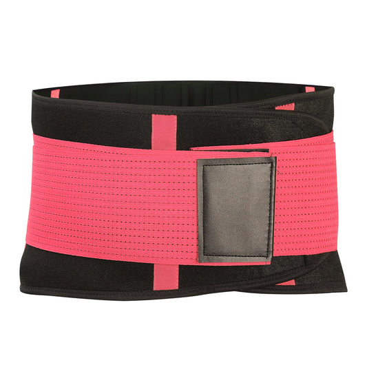 Unisex Back Support Belt Lumbar Lower Waist Brace Wrap Band Double Adjustable Pain Relief Sports Strip Trimmer for Back Pain, Herniated Disc, Sciatica - Pink -