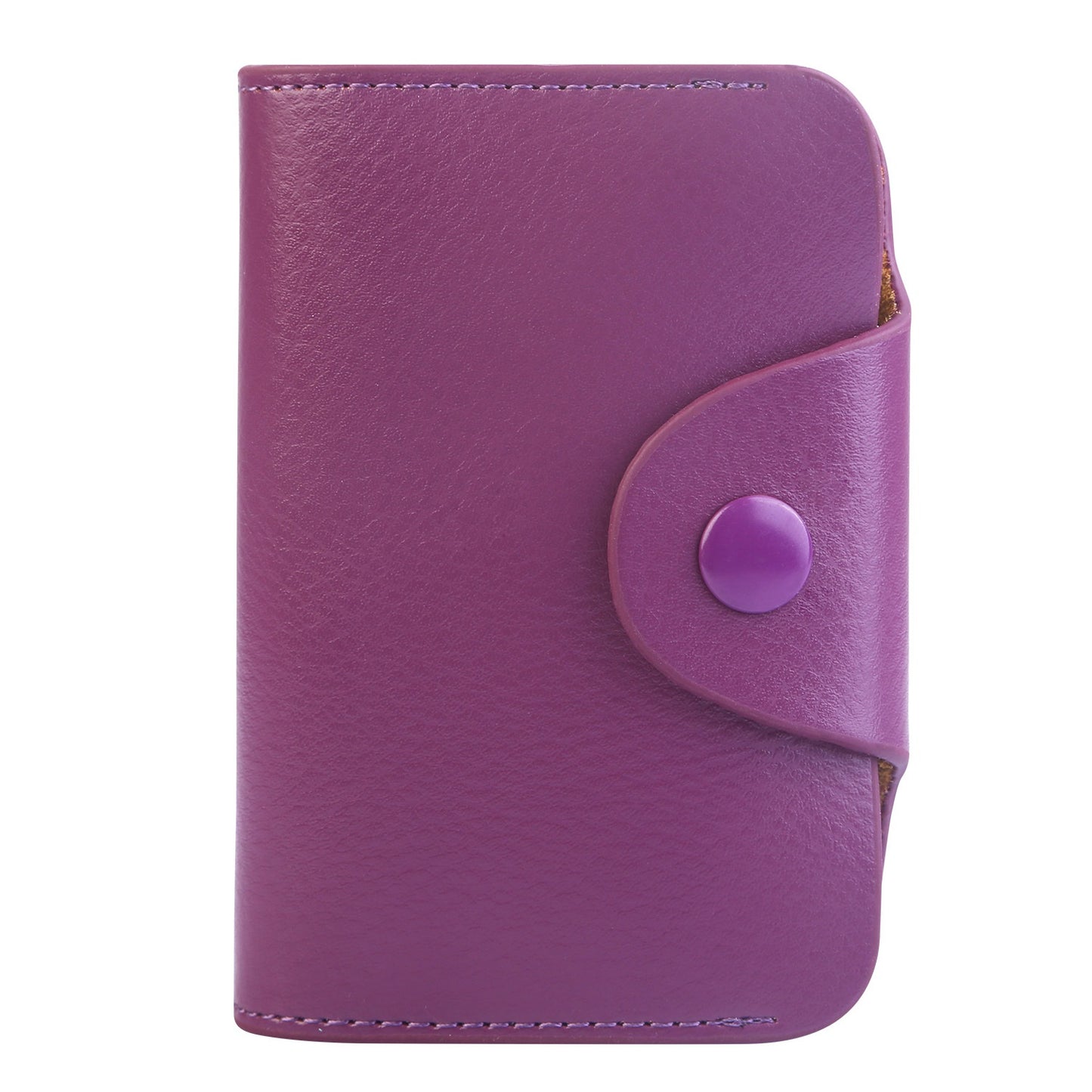 Credit Card Holder Wallet PU Leather Snap Closure Purse Accordion Case with 12 Pcs Card Slots - Purple -