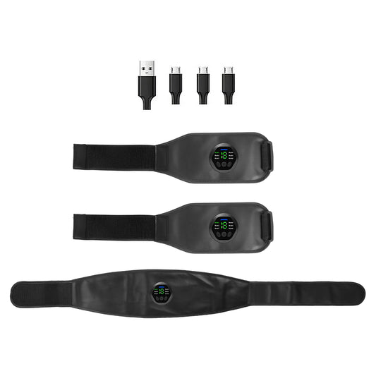 Muscle Stimulator Abdominal Toning Belt ABS Training Fitness Equipment Waist Trimmer Belt Muscle Toner with 6 Modes 18 Intensity Levels for Men Woman  - Black -