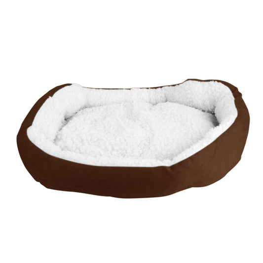 Pet Dog Bed Soft Warm Fleece Puppy Cat Bed Dog Cozy Nest Sofa Bed Cushion For S/M Dog - Brown -