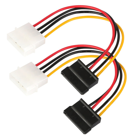 2 Packs 4 Pin Male To 15Pin Female Data Cable Adapter Converter Hard Drive Cable - Multi -