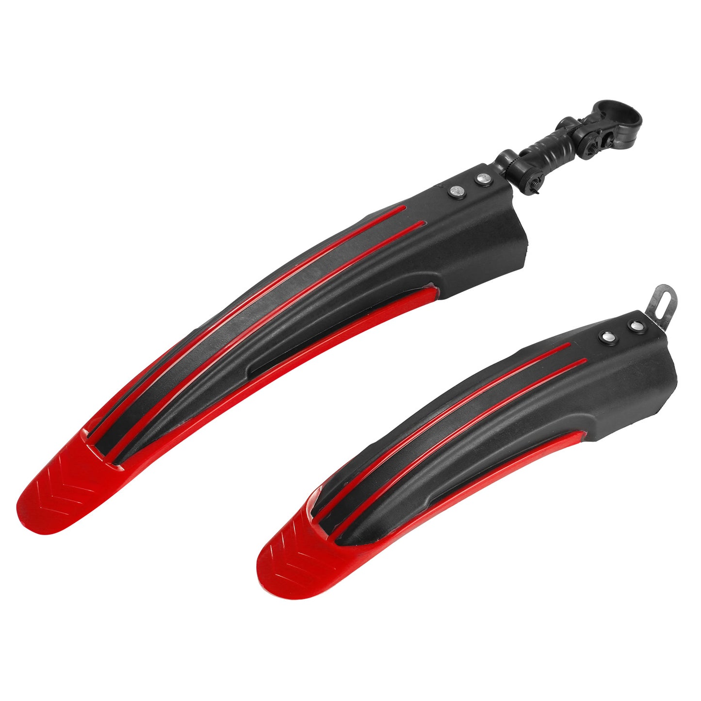 Bicycle Fender Set Adjustable Front Rear Mud Guard Mountain Bike Mudguards Splashboard Fit for 24\'\'-26\'\' Bikes - Red -