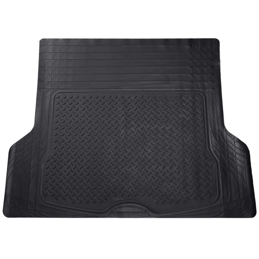 Universal Trunk Cargo PVC Floor Mat w/ Natural Rubber Material Heavy Duty Rubber Anti-Slipping Waterproof Easy Clean Cushion Kit - Black -