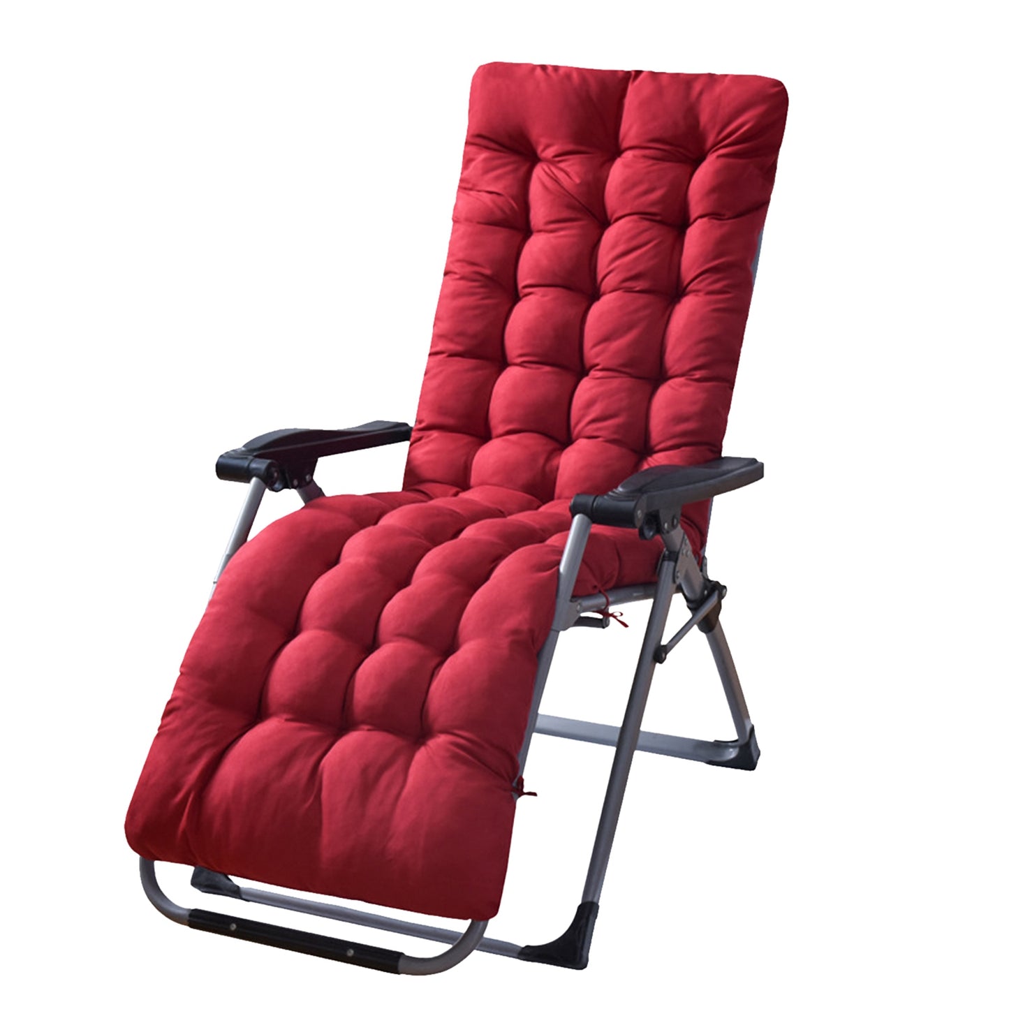 67x22in Chaise Lounger Cushion Recliner Rocking Chair Sofa Mat Deck Chair Cushion - Red -