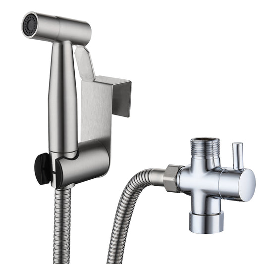 Handheld Bidet Sprayer Stainless Steel Bathroom Shower Toilet Bidet Sprayer Baby Cloth Diaper Sprayer Kit w/ Hose Brass Valve For Personal Hygiene Toi