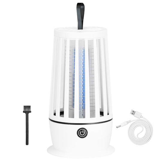 Rechargeable Mosquito Killer Lamp Bug Zapper with Night Light Strap Mosquito Catcher with Max 1615Square Feet Range UV Light for Indoor Outdoor - White -