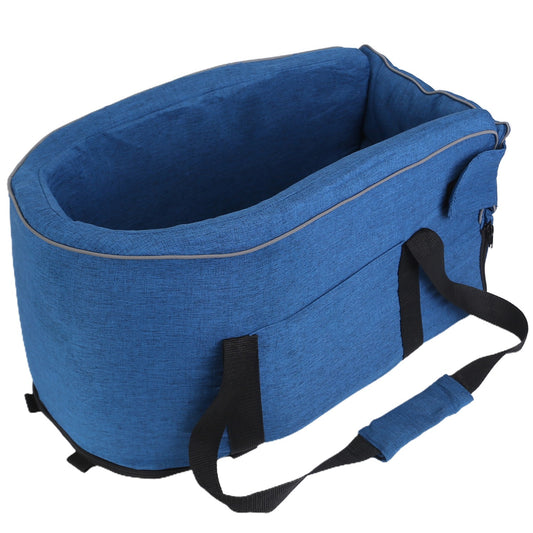 Console Pet Car Seat with Storage Pocket Booster Car Seat Portable Pet Travel Bag Machine Washable Pet Seat Fit For Small Dog Cat - Blue -