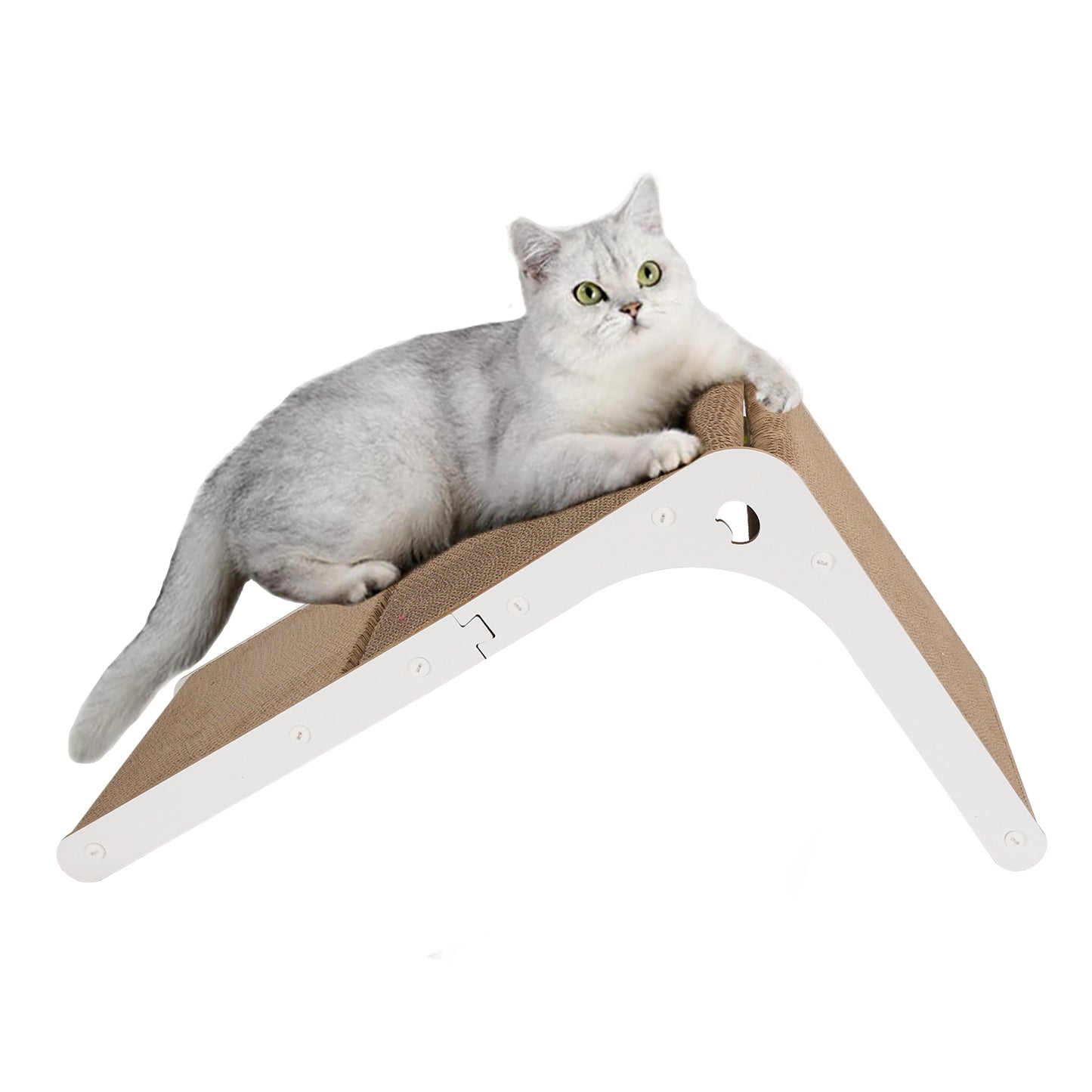 Indoor L Shaped Cat Scratcher with Cat Interactive Toy Cardboard 23.62in High Lounge Bed Furniture Protector Cat Kitten Scratching Pad