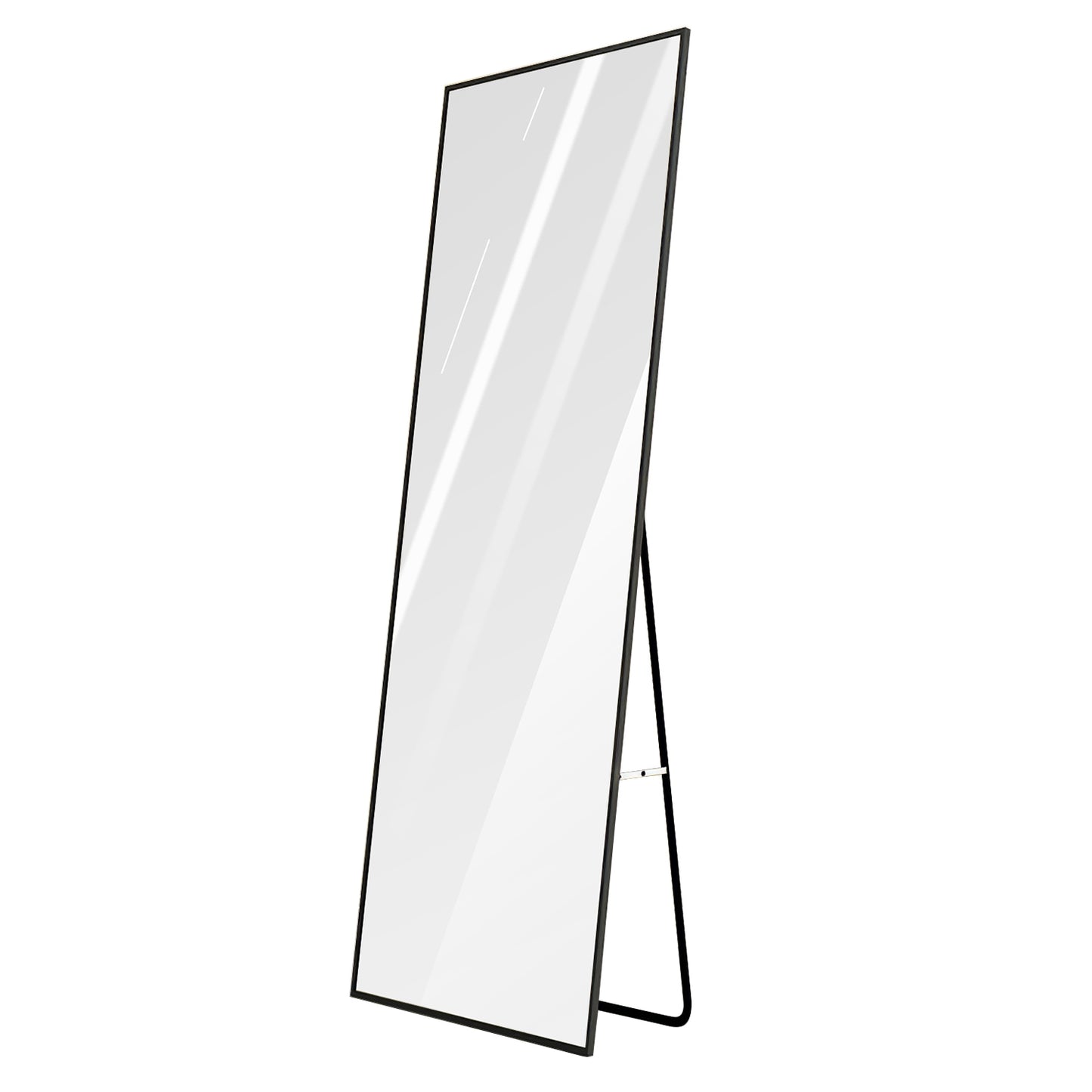 Full Length Mirror 67x25.6in Aluminum Alloy Wall Mirror Free Standing Floor Mirror Hanging Leaning Against Wall for Dressing Bedroom Living Room - Black - 65 x 170 cm