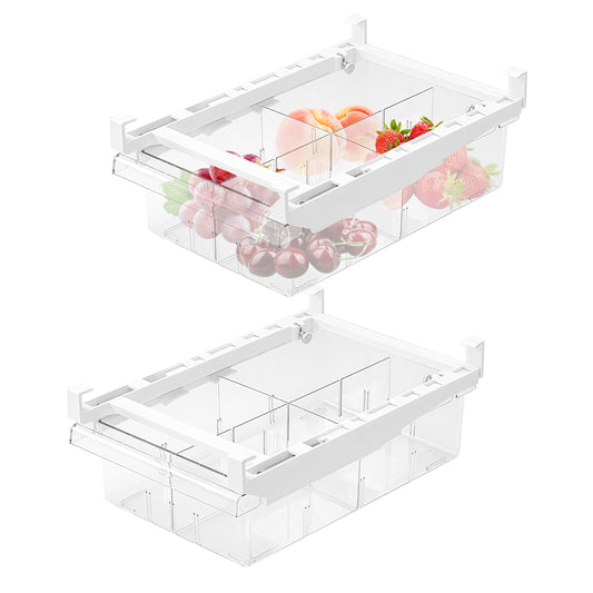 2Pcs Refrigerator Egg Drawer 36 Egg Capacity Snap On Hanging Storage Tray Space Saving Pull Out Egg Container Organizer - White -