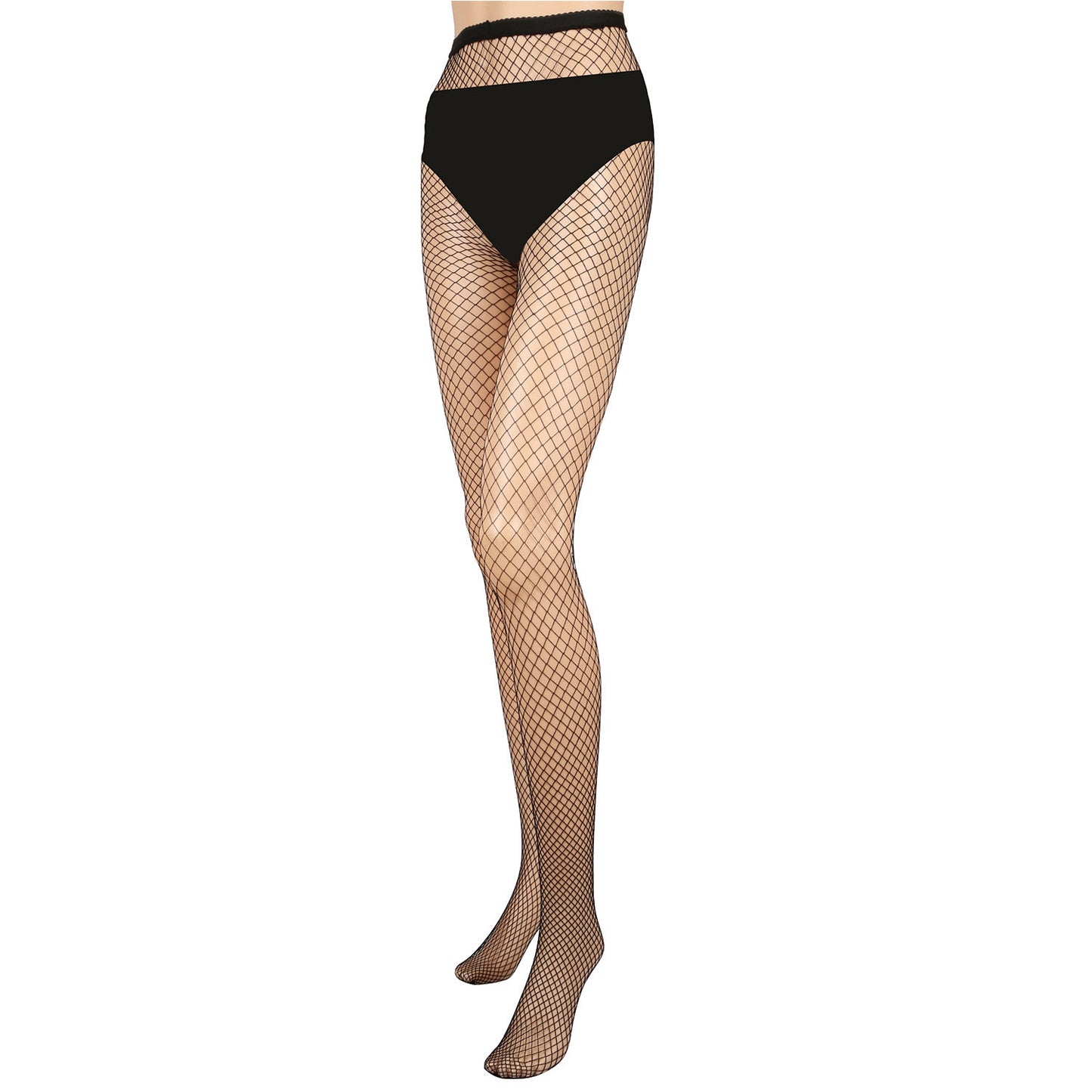 Women Fishnet Tights Sexy High Waist Fishnet Pantyhose Stretchy Mesh Hollow Out Tights Stockings w/ Small Medium Large Hole Choices -  - Small