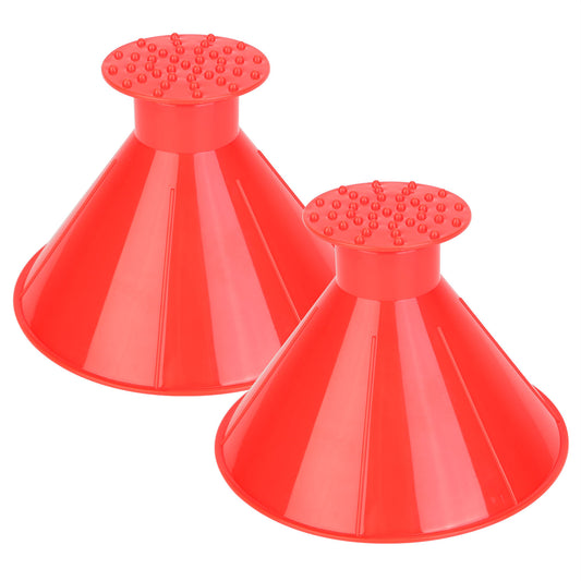 2Pcs Car Windshield Ice Snow Scrapers Round Cone Shaped Ice Deicer Funnel Snow Remove Tool For Car Truck Bus - Red -