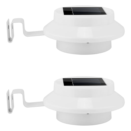 2Pcs Solar Powered Gutter Lights Outdoor IP65 Waterproof Dusk to Dawn Sensor Security Lamps Solar Wall Fence Yard Lamps - White -