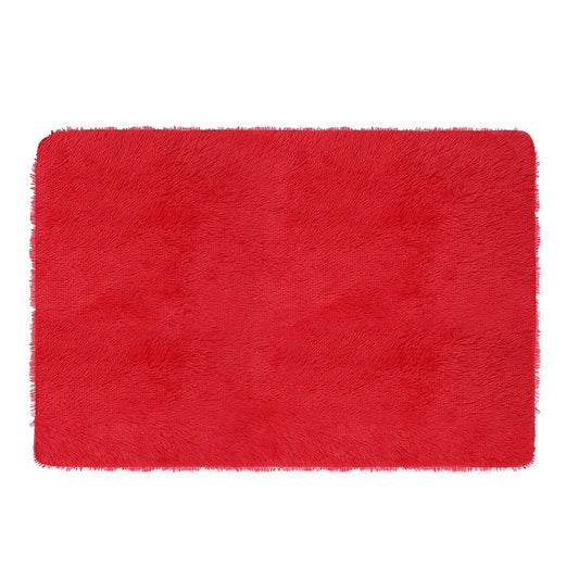 Fluffy Bedroom Rug 4’ x 2.6’ Anti-Skid Shaggy Area Rug Decorative Floor Carpet Mat for Nursery Bedroom Living Room - Red -