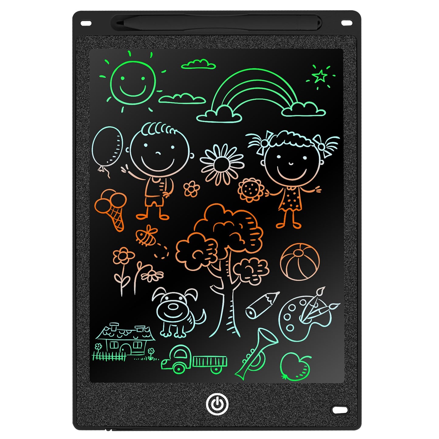 12in LCD Writing Tablet Electronic Colorful Graphic Doodle Board Kid Educational Learning Mini Drawing Pad with Lock Switch Stylus Pen For Kids 3+ Yea - Black -