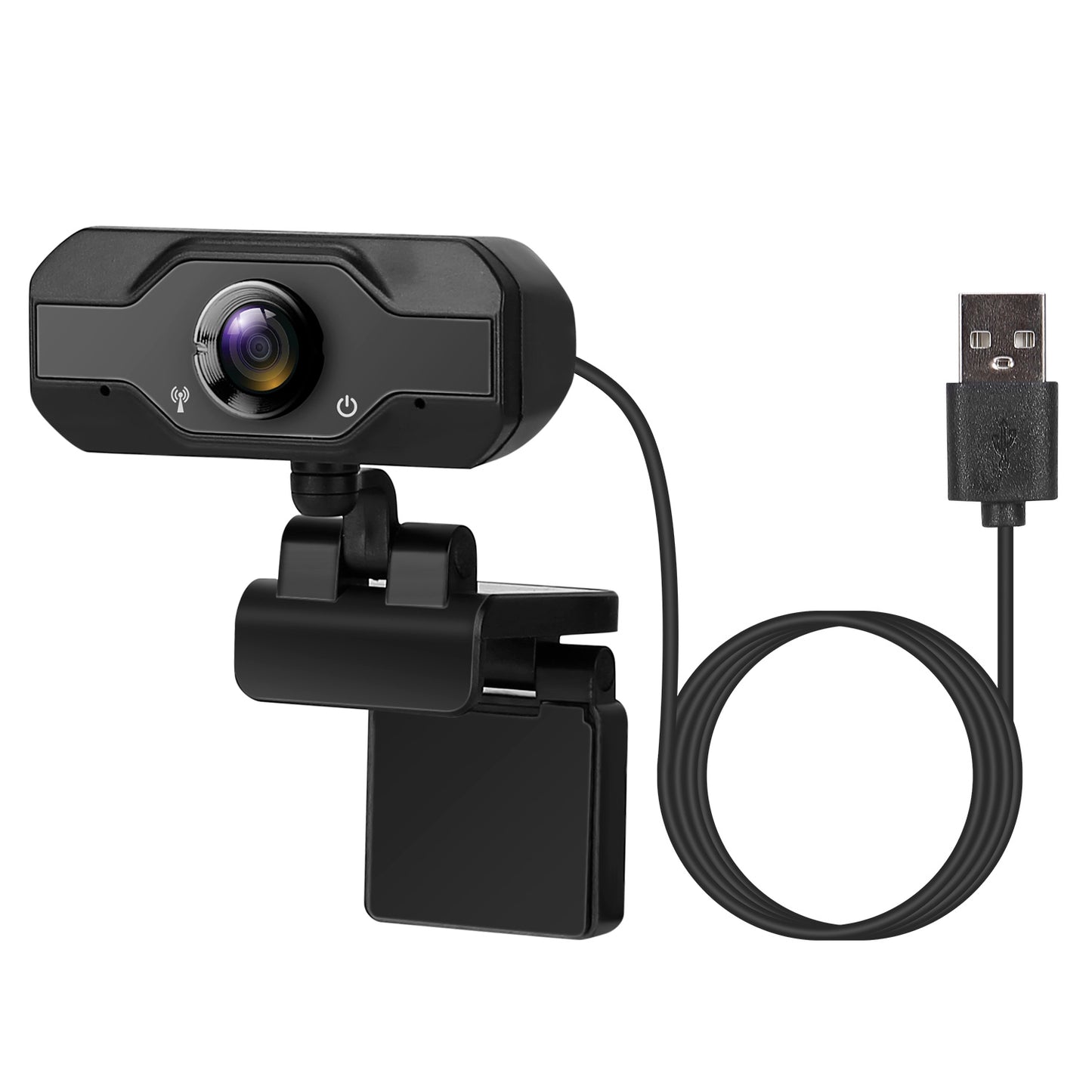 FHD 1080P USB Webcam w/ 360° Rotatable Clip Streaming USB Camera Plug And Play For PC Video Conferencing Gaming Facetime Broadcast - Black -