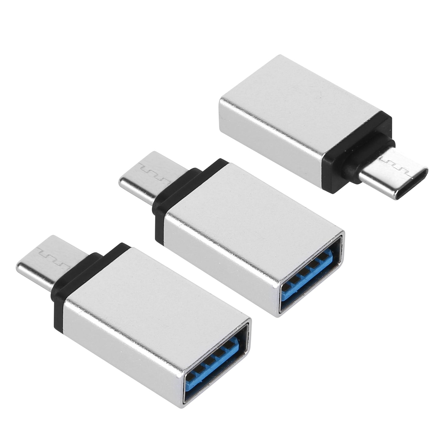 3 Packs USB C Type-C Male to USB A 3.0 OTG Male Port Converter Adapter Data Connector Android - Gray -