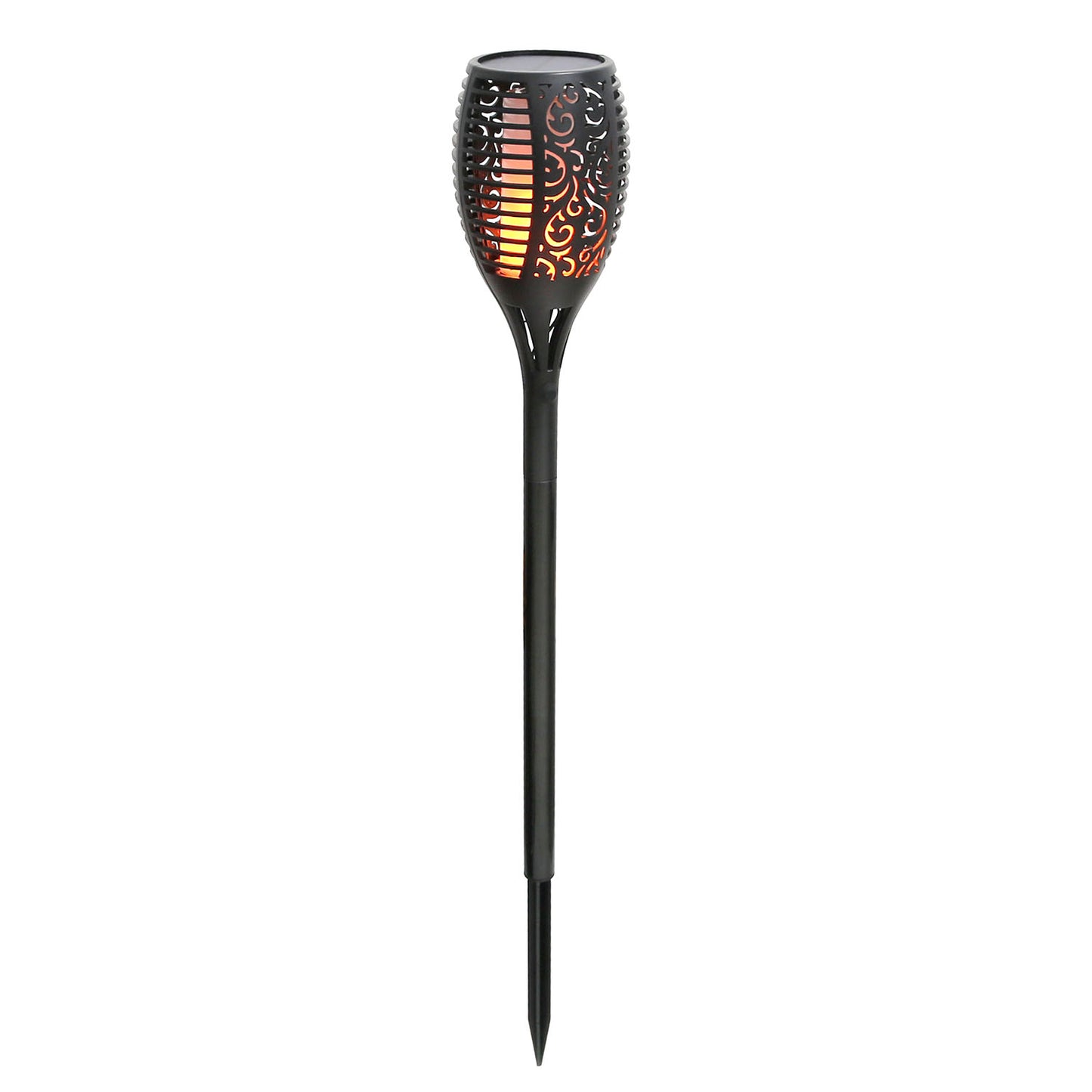 96 LEDs Solar Flame Torch Light Waterproof Flickering Flame Lamp Garden Path Yard Lamp - Black -