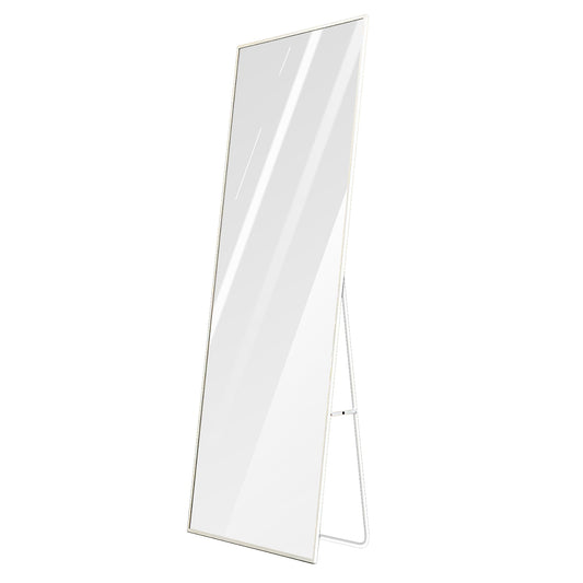 Full Length Mirror 63x18.9in Aluminum Alloy Wall Mirror Free Standing Floor Mirror Hanging Leaning Against Wall for Dressing Bedroom Living Room - White - 50 x 160 cm