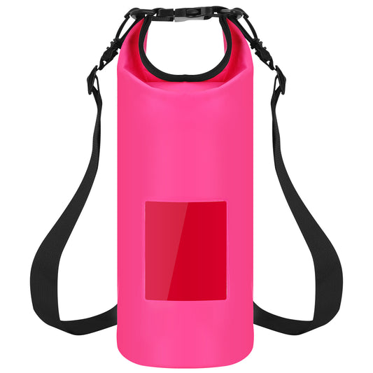 Floating Waterproof Dry Bag Floating Dry Sacks with Observable Window 20L Roll Top Lightweight Dry Storage Bag for Kayaking Rafting Boating Swimming C - Pink - 20L