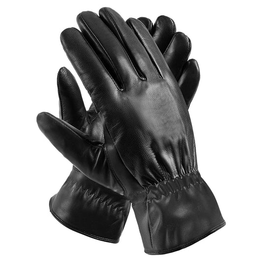 Unisex Leather Winter Warm Gloves Outdoor Windproof Soft Gloves Cycling Skiing Running Cold Winter Gloves - Black - XL